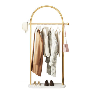 Gold Clothes Rack with Marble Base – Modern Arched Design