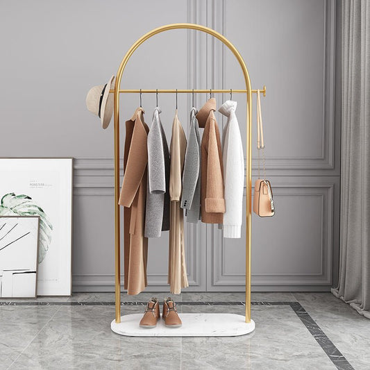 Gold Clothes Rack with Marble Base – Modern Arched Design - SHAGHAF HOME