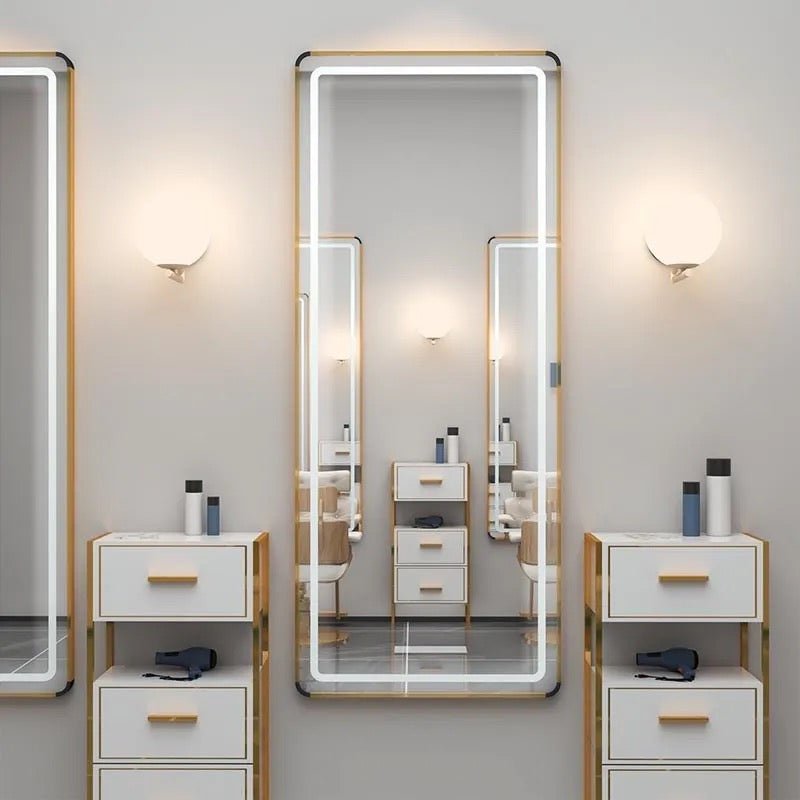 Gold rectangular LED wall mirror - SHAGHAF HOME