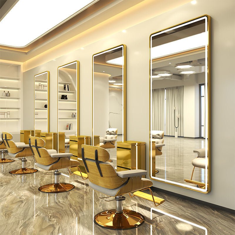 Gold rectangular LED wall mirror - SHAGHAF HOME