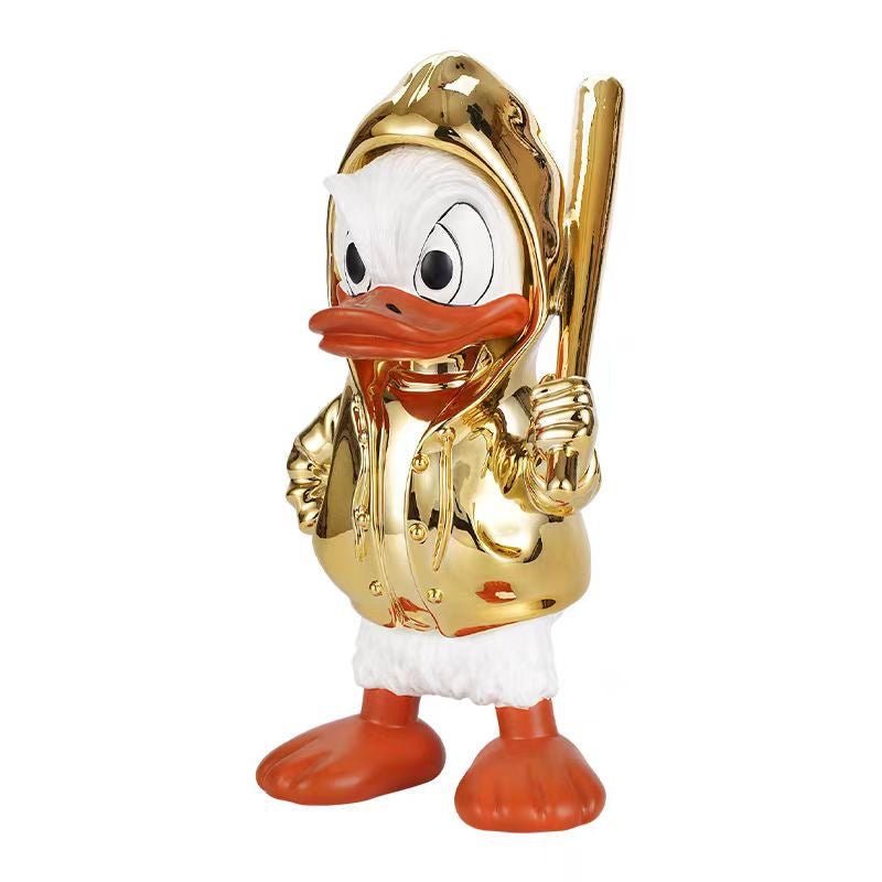 Golden Duck Character Sculpture – Unique Decorative Accent - SHAGHAF HOME