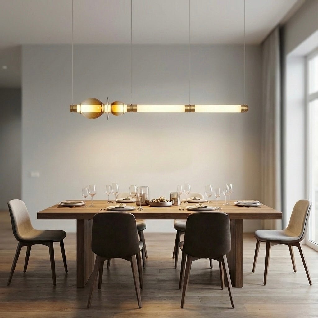 Gradient Cognac Glass Pendant Light – Modern Copper LED Chandelier - SHAGHAF HOME