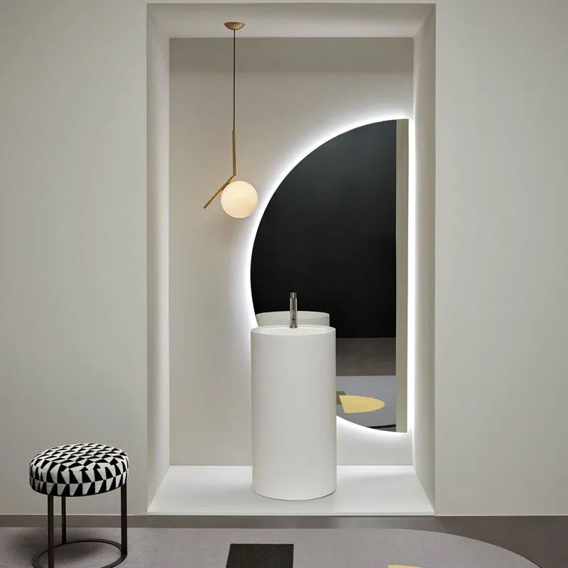 Half Moon frameless backlit wall Mirror - SHAGHAF HOME