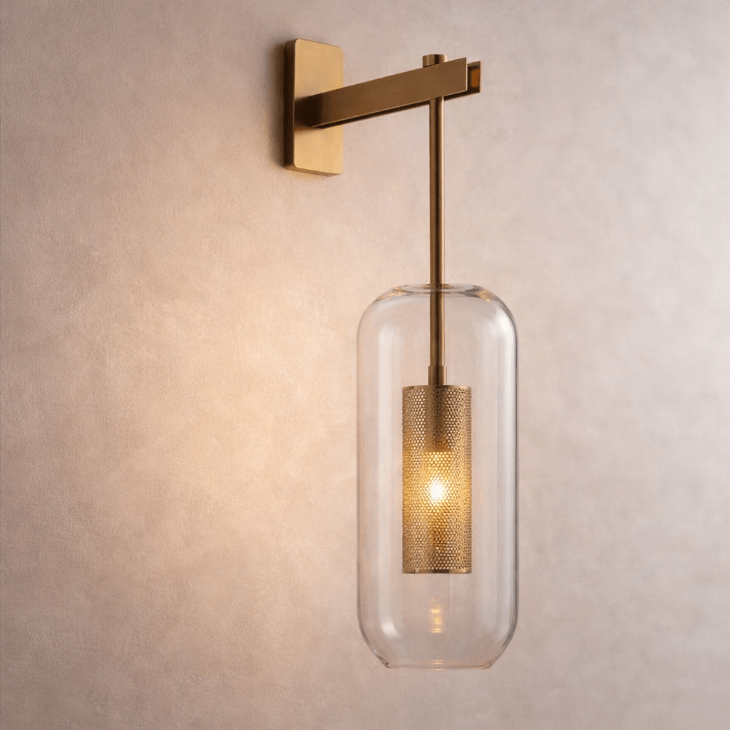 Halo Capsule Glass Wall Light — Gold Finish - SHAGHAF HOME