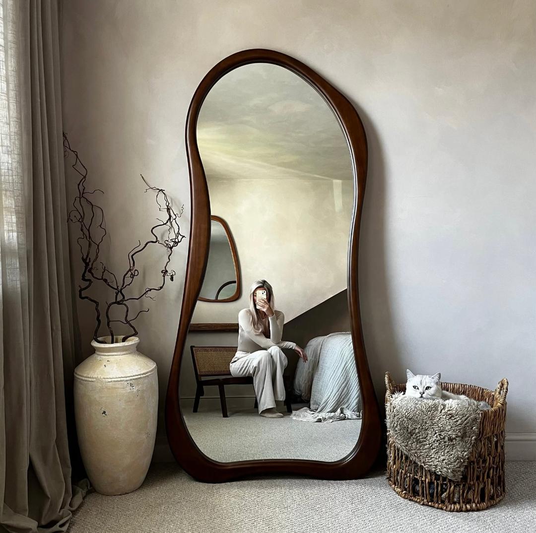 Irregular wood frame full length mirror - SHAGHAF HOME