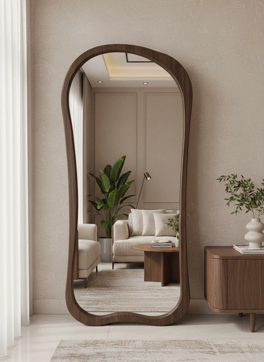 Irregular wood frame full length mirror - SHAGHAF HOME