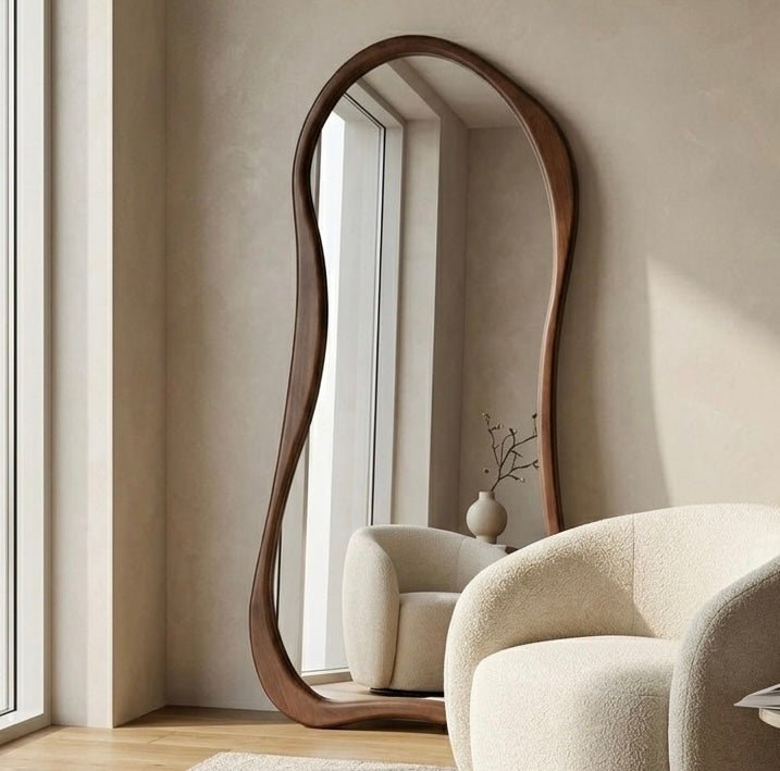 Irregular wood frame full length mirror - SHAGHAF HOME