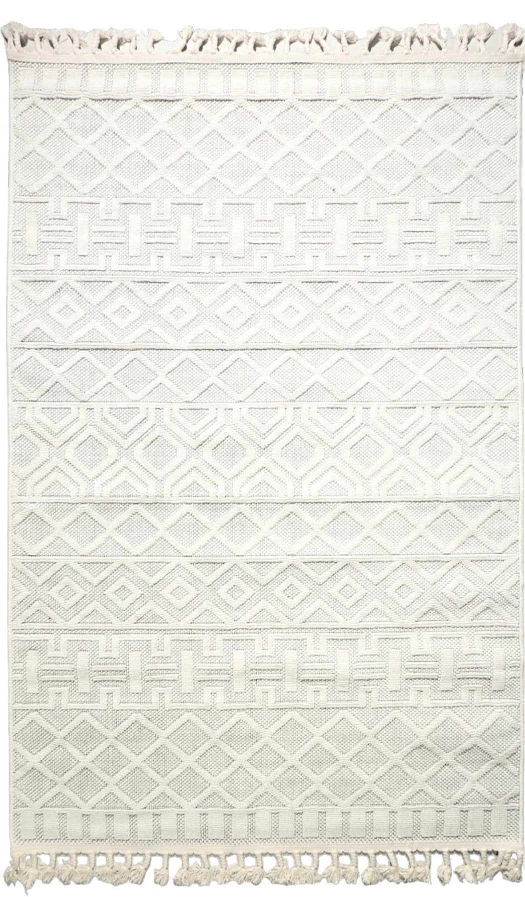 Ivory Diamond Pattern Turkish Rug – Modern Geometric Design - SHAGHAF HOME