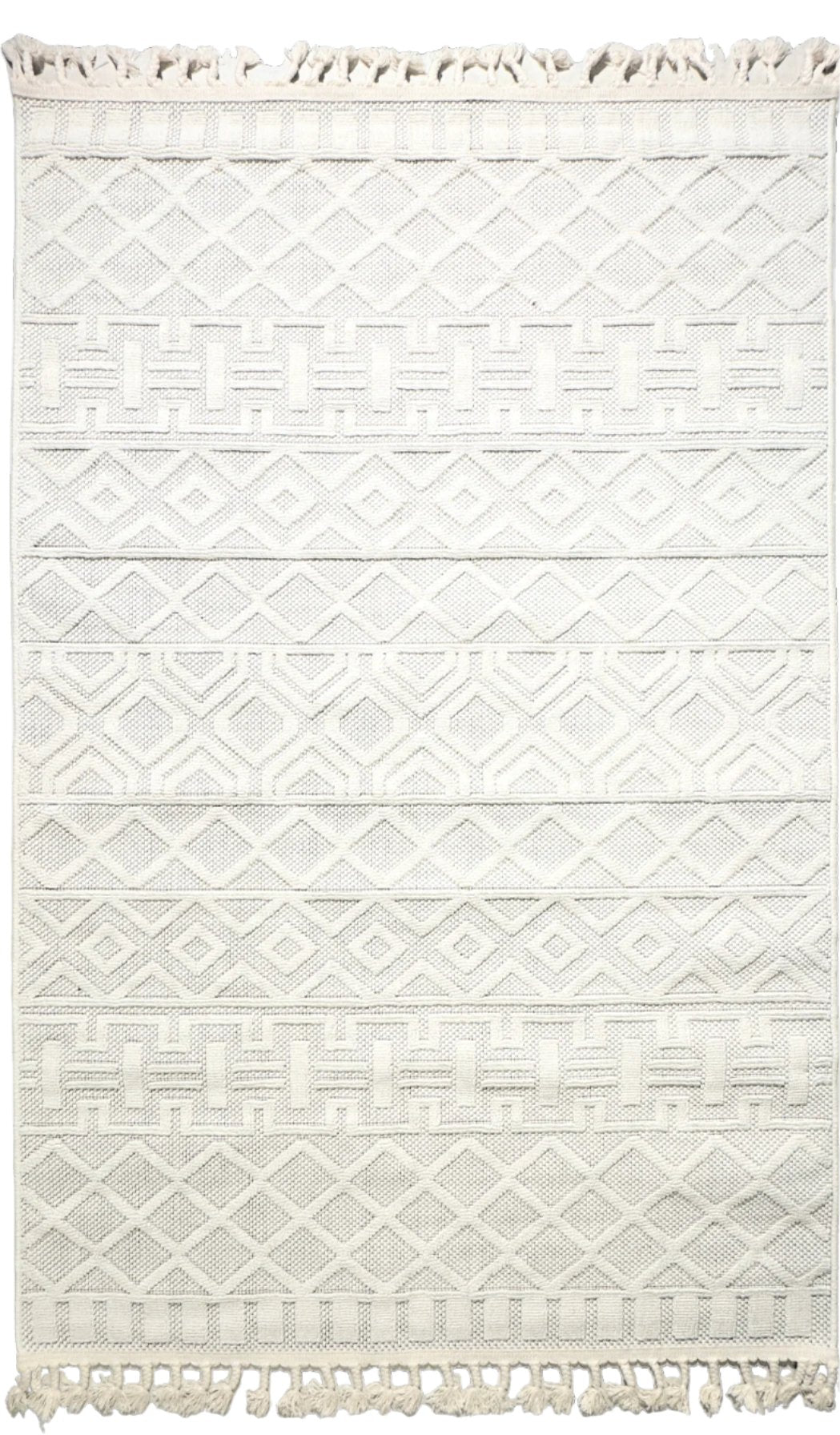 Ivory Diamond Pattern Turkish Rug – Modern Geometric Design - SHAGHAF HOME