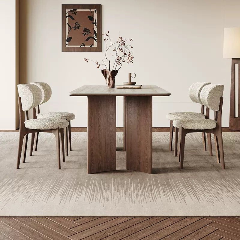 Japandi Style Dining Table in Natural Wood & Ceramic Finish - SHAGHAF HOME