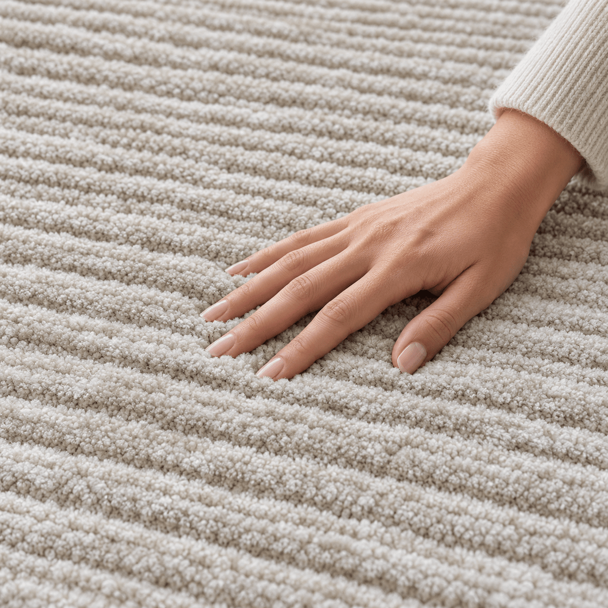 Light Beige Ribbed Textured Area Rug 200×300 cm - SHAGHAF HOME