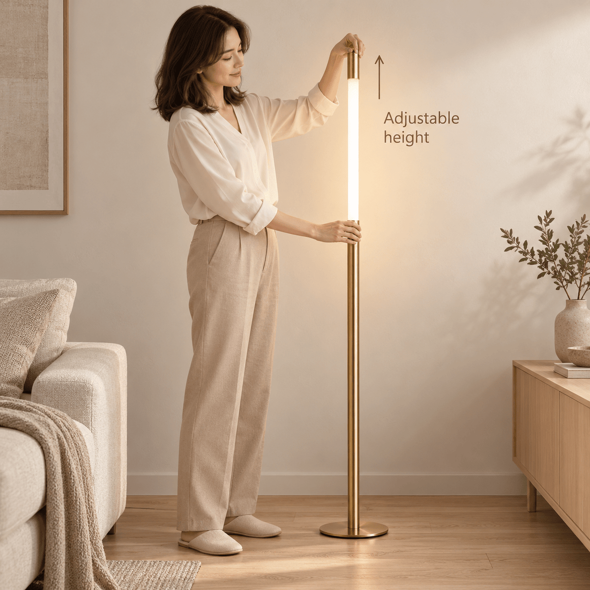 Linea Adjustable Dimmable Floor Lamp – Black & Gold - SHAGHAF HOME