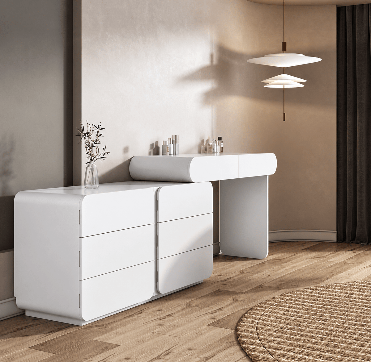Lucia Large cabinet dressing table Vanity - SHAGHAF HOME