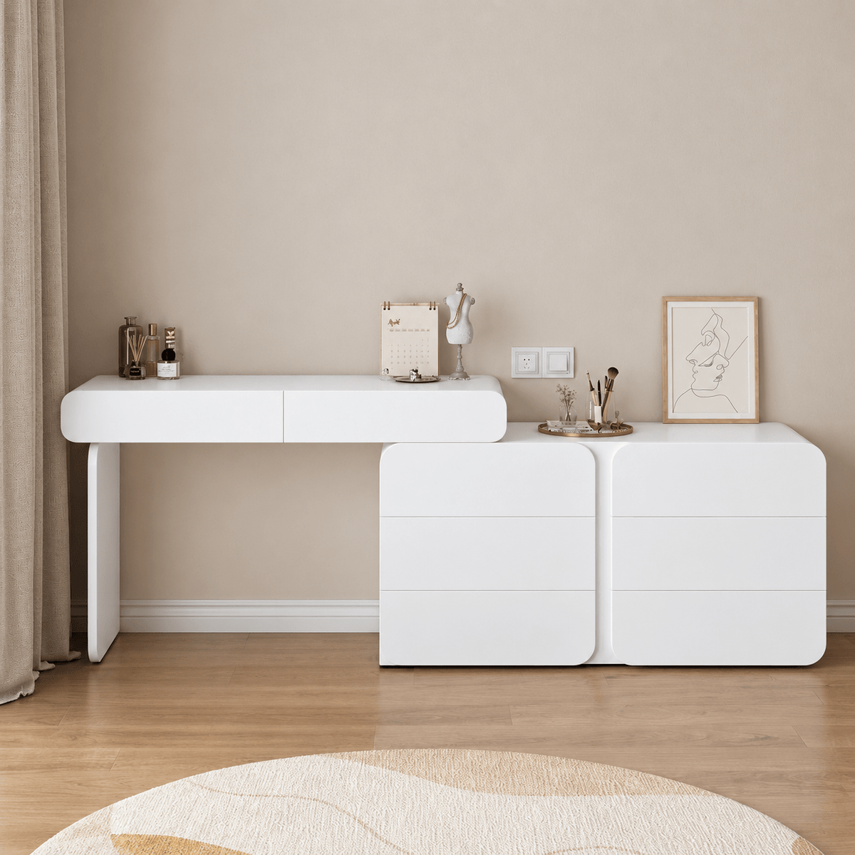 Lucia Large cabinet dressing table Vanity - SHAGHAF HOME