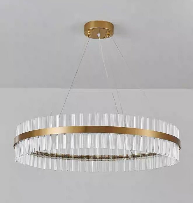 Luminara Crystal Halo Chandelier – Gold Finish (3 - Color LED) - SHAGHAF HOME