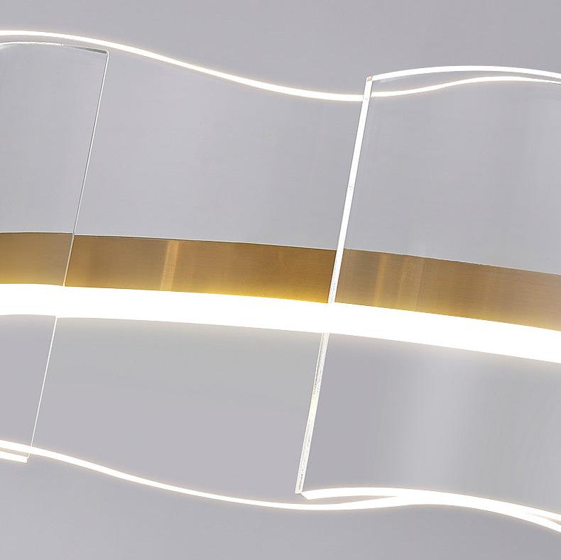 Luminous Wave LED Chandelier – Modern Metal & Acrylic Ceiling Light with Remote Control - SHAGHAF HOME