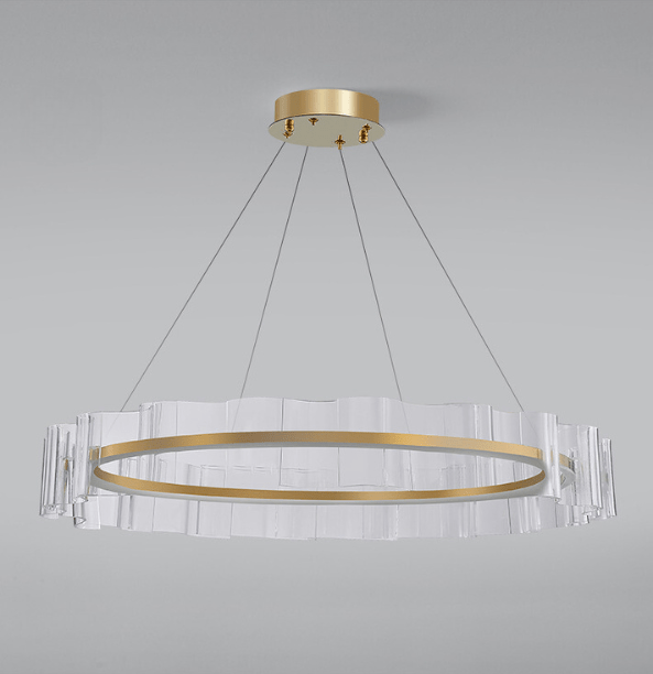 Luminous Wave LED Chandelier – Modern Metal & Acrylic Ceiling Light with Remote Control - SHAGHAF HOME