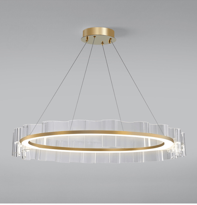 Luminous Wave LED Chandelier – Modern Metal & Acrylic Ceiling Light with Remote Control - SHAGHAF HOME