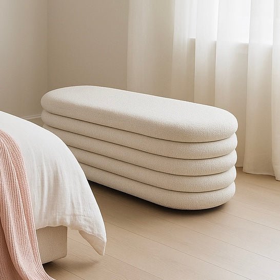 LUNA Bouclé Storage Bench - SHAGHAF HOME