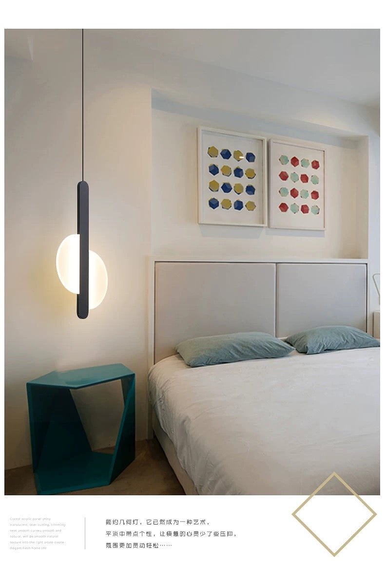 Luna Minimalist LED Pendant Light – Modern Black Glass Hanging Lamp - SHAGHAF HOME