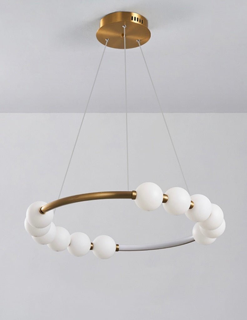 Luna Orbit Glass Chandelier – Modern Gold Ring Pendant - SHAGHAF HOME