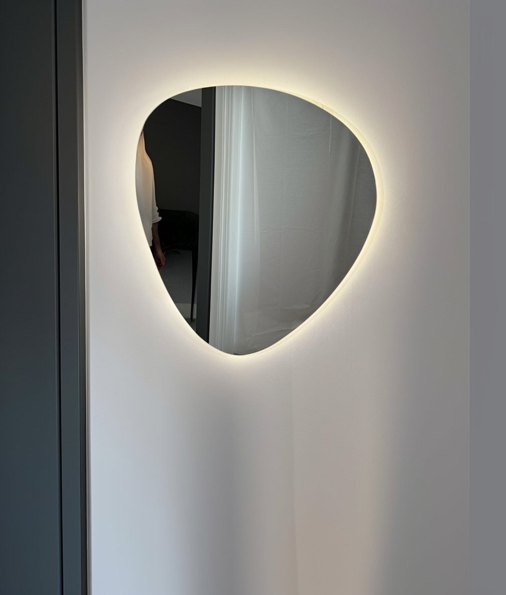 LunaGlow LED Mirror – Organic Shape with Adjustable Lighting - SHAGHAF HOME