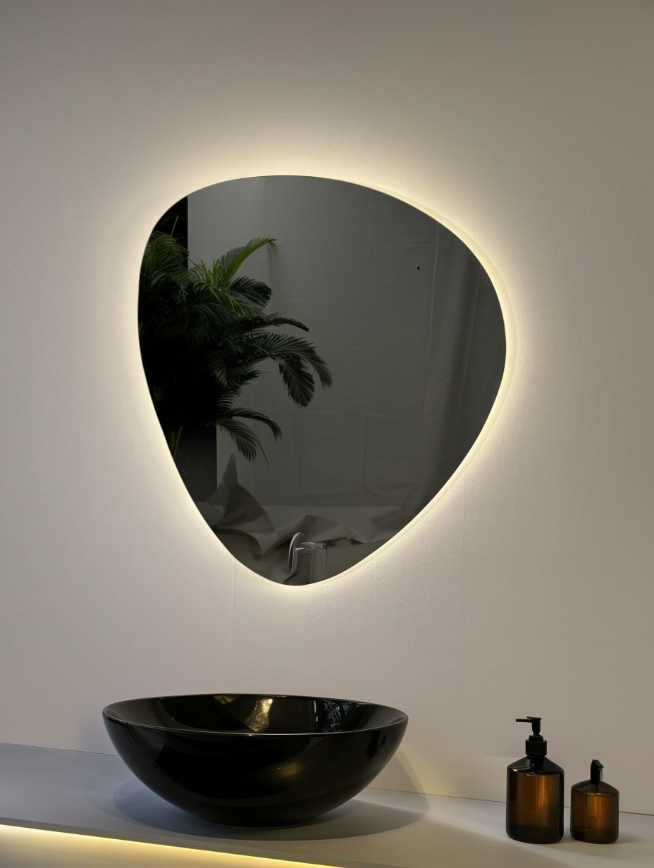 LunaGlow LED Mirror – Organic Shape with Adjustable Lighting - SHAGHAF HOME