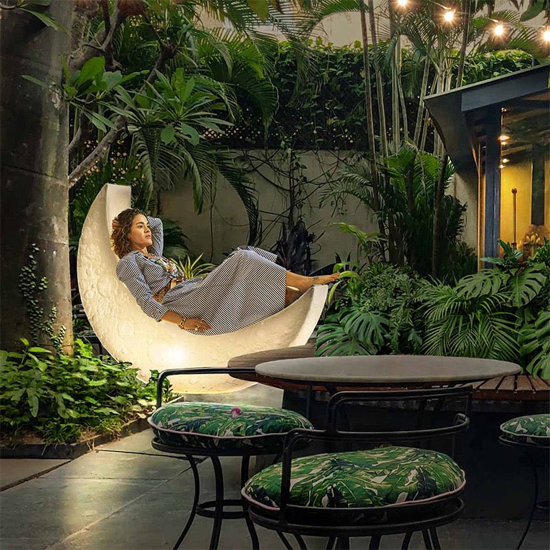 Lunar Moon Glow Crescent Lamp – Modern Resin in door and Outdoor Light - SHAGHAF HOME