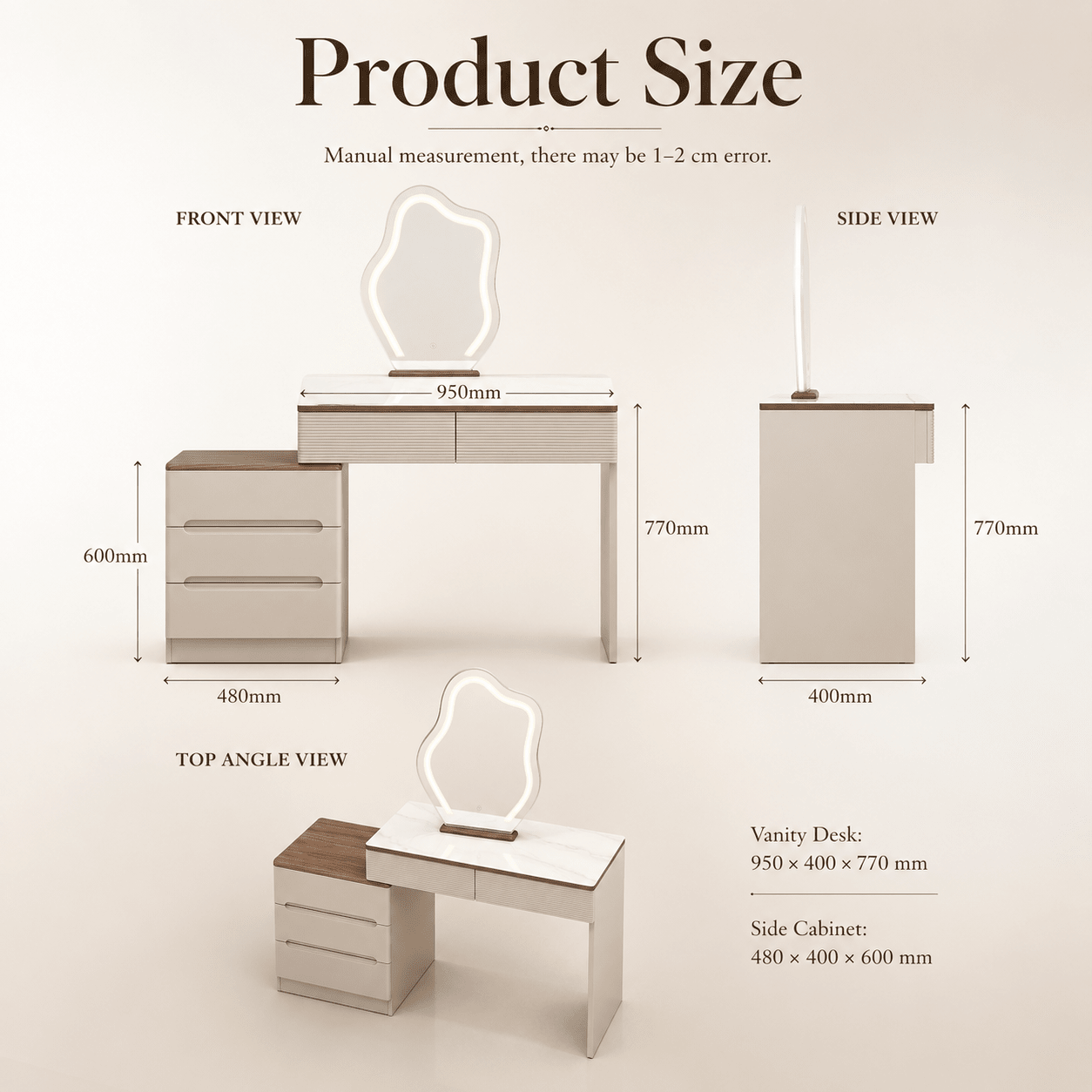 Lunara Marble Vanity Dresser with LED Mirror - SHAGHAF HOME