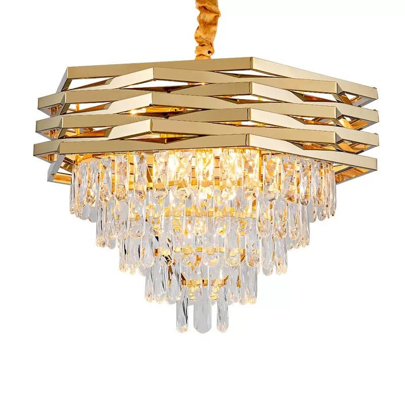 Luxe Prism Cascade Chandelier – 80 cm - SHAGHAF HOME