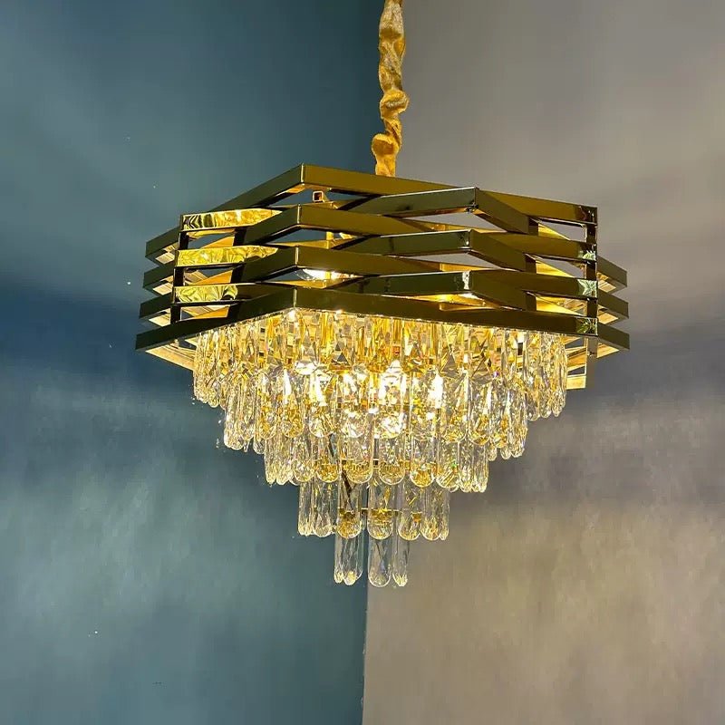 Luxe Prism Cascade Chandelier – 80 cm - SHAGHAF HOME