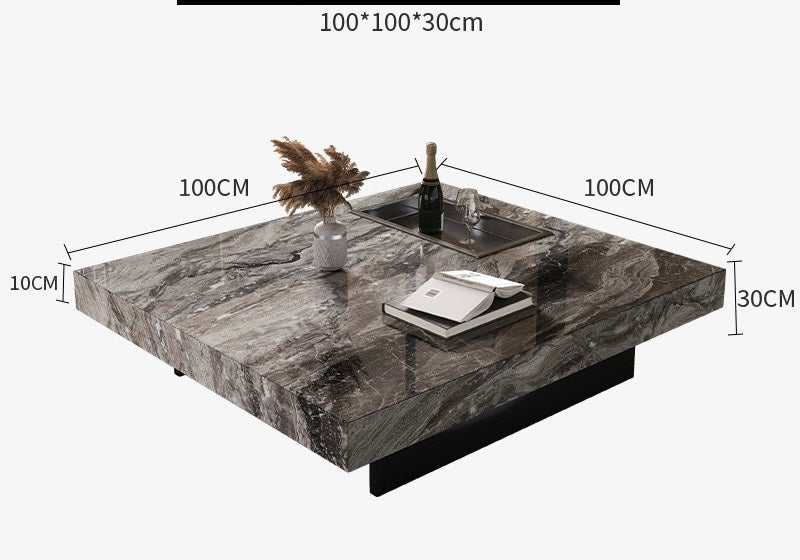 Luxurious Sintered Stone square Coffee Table low profile - SHAGHAF HOME