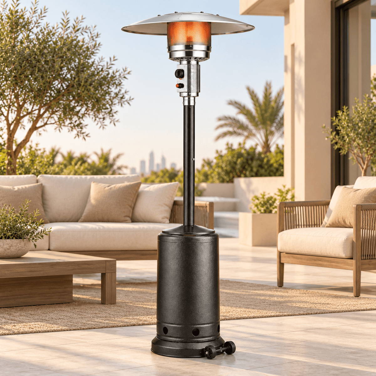 Luxury Black Mushroom Outdoor Gas Patio Heater with 360° Heat Coverage - SHAGHAF HOME