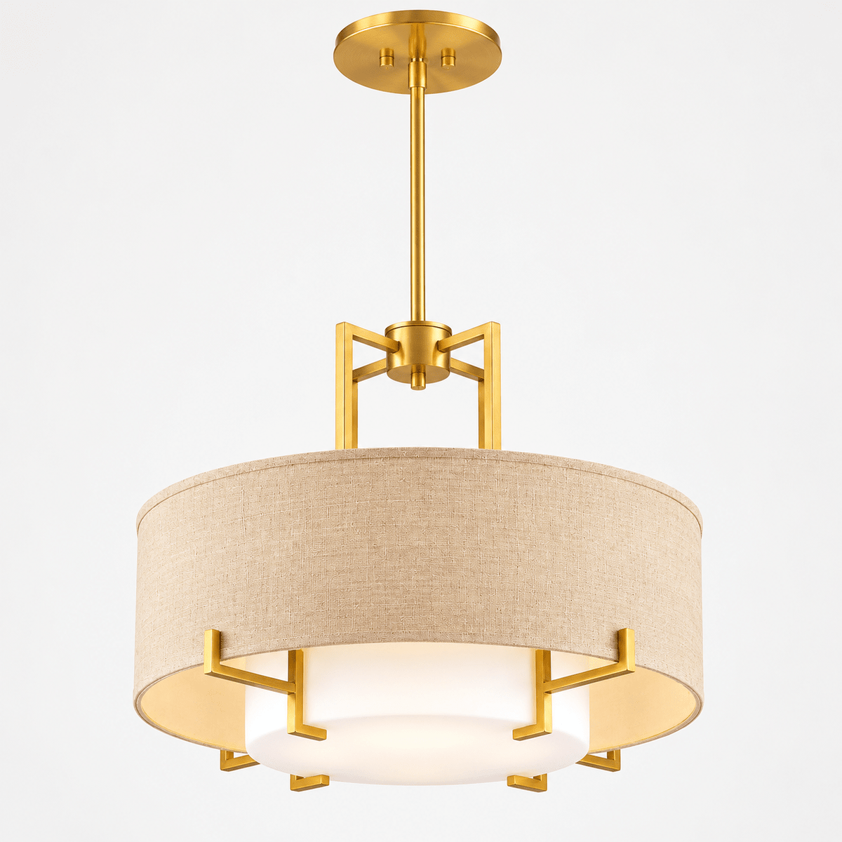 Luxury Gold-Frame Fabric Chandelier –| Modern Chinese-Inspired Ceiling Lamp - SHAGHAF HOME