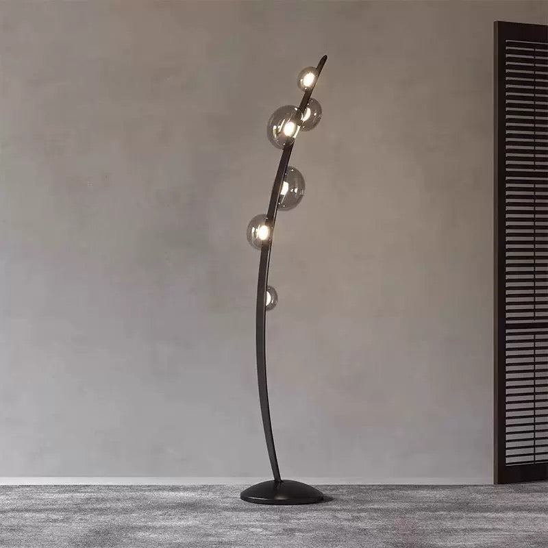 Luxury Nordic Glass Bubble Floor Lamp – Matte Black - SHAGHAF HOME