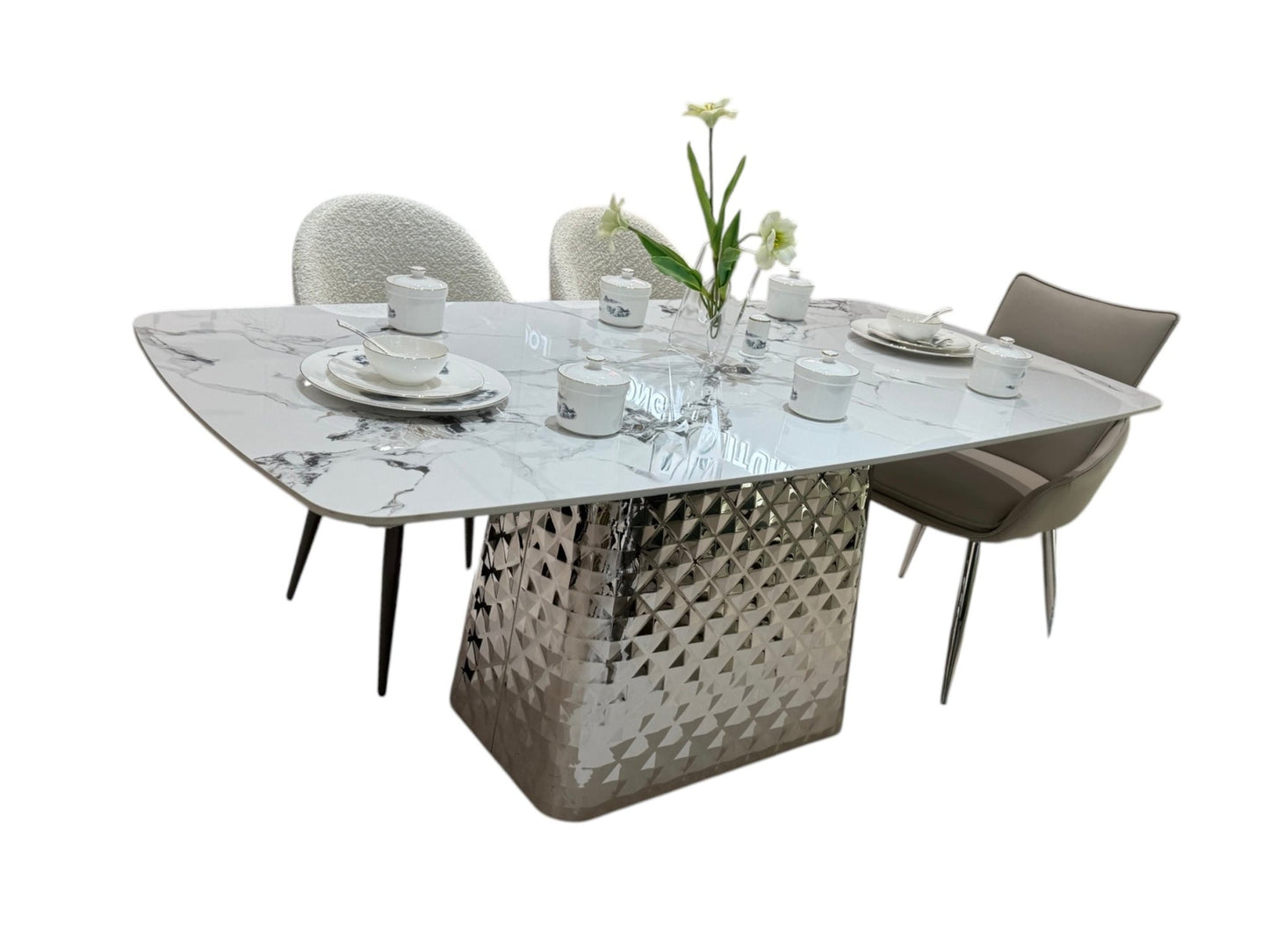 Medesa silver base dining table - SHAGHAF HOME