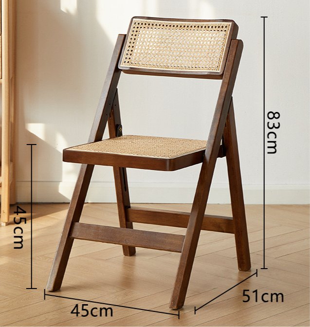 Mid - Century Modern Natural Wood & Rattan Folding Chair - SHAGHAF HOME