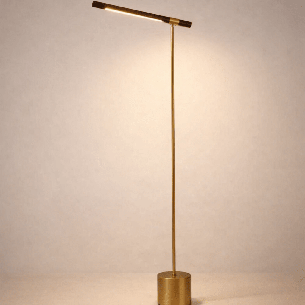 Minimalist Gold LED Floor Lamp — Adjustable Modern Reading Light (145 cm) - SHAGHAF HOME