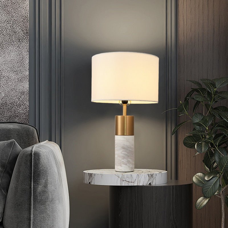 Minimalist Marble and Gold Bedside Lamp - SHAGHAF HOME