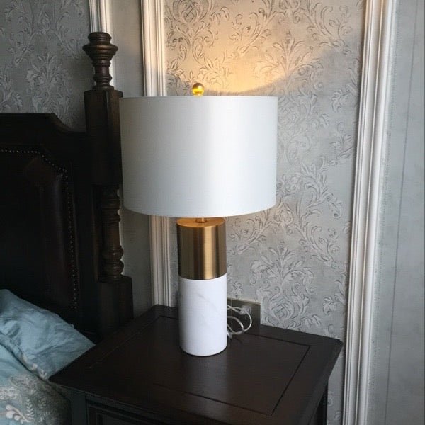 Minimalist Marble and Gold Bedside Lamp - SHAGHAF HOME