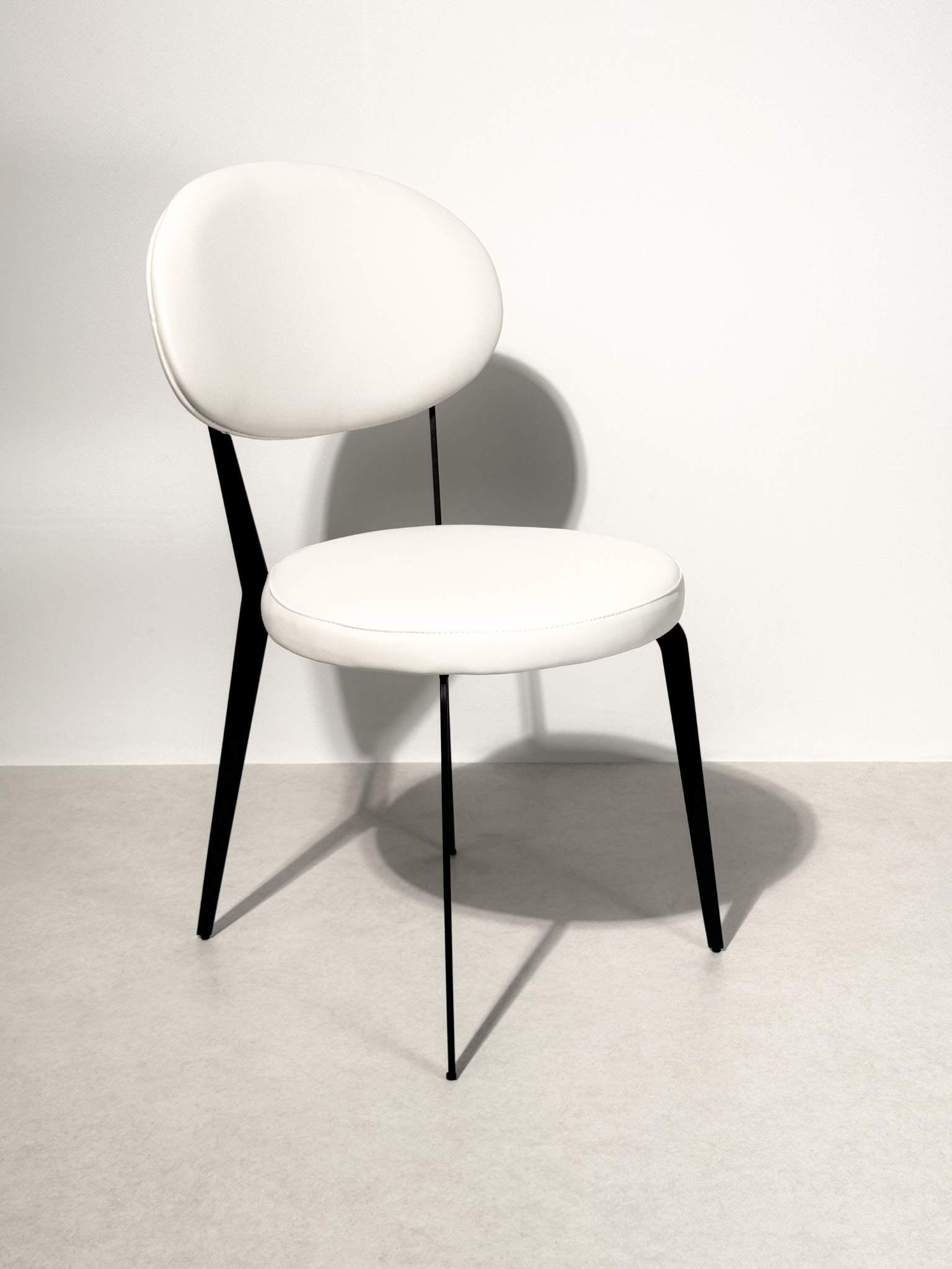 Minimalist Off - White Faux Leather Dining Chair – Sleek Black Metal Frame - SHAGHAF HOME