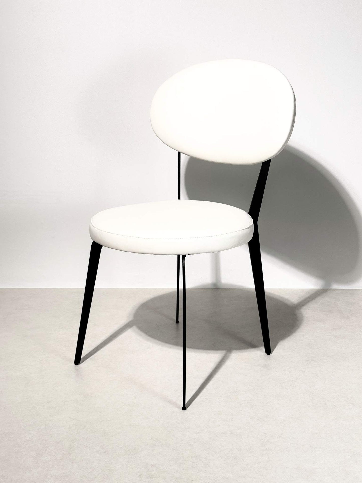 Minimalist Off - White Faux Leather Dining Chair – Sleek Black Metal Frame - SHAGHAF HOME