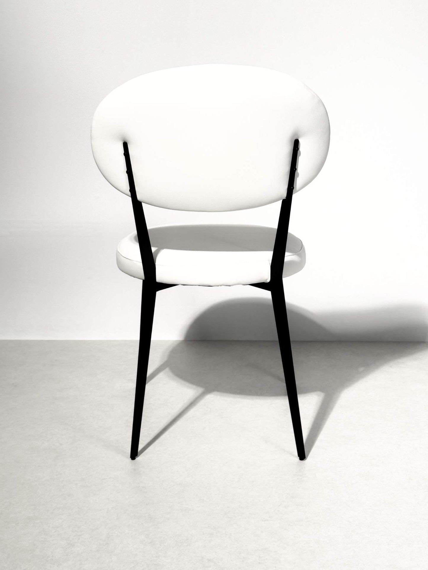 Minimalist Off - White Faux Leather Dining Chair – Sleek Black Metal Frame - SHAGHAF HOME