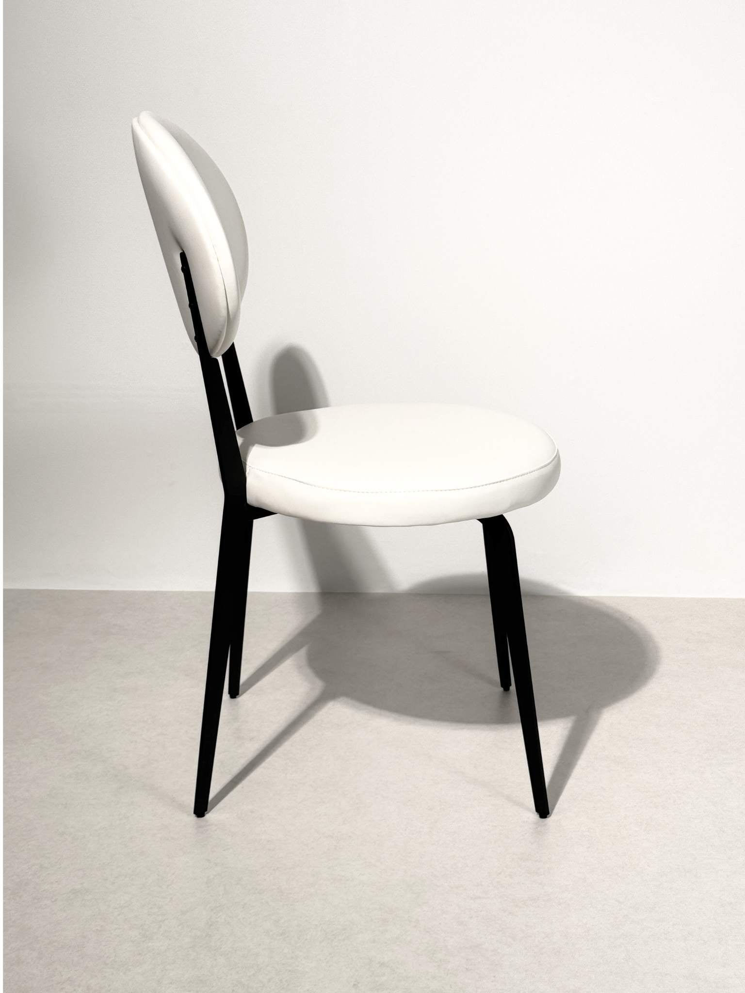 Minimalist Off - White Faux Leather Dining Chair – Sleek Black Metal Frame - SHAGHAF HOME