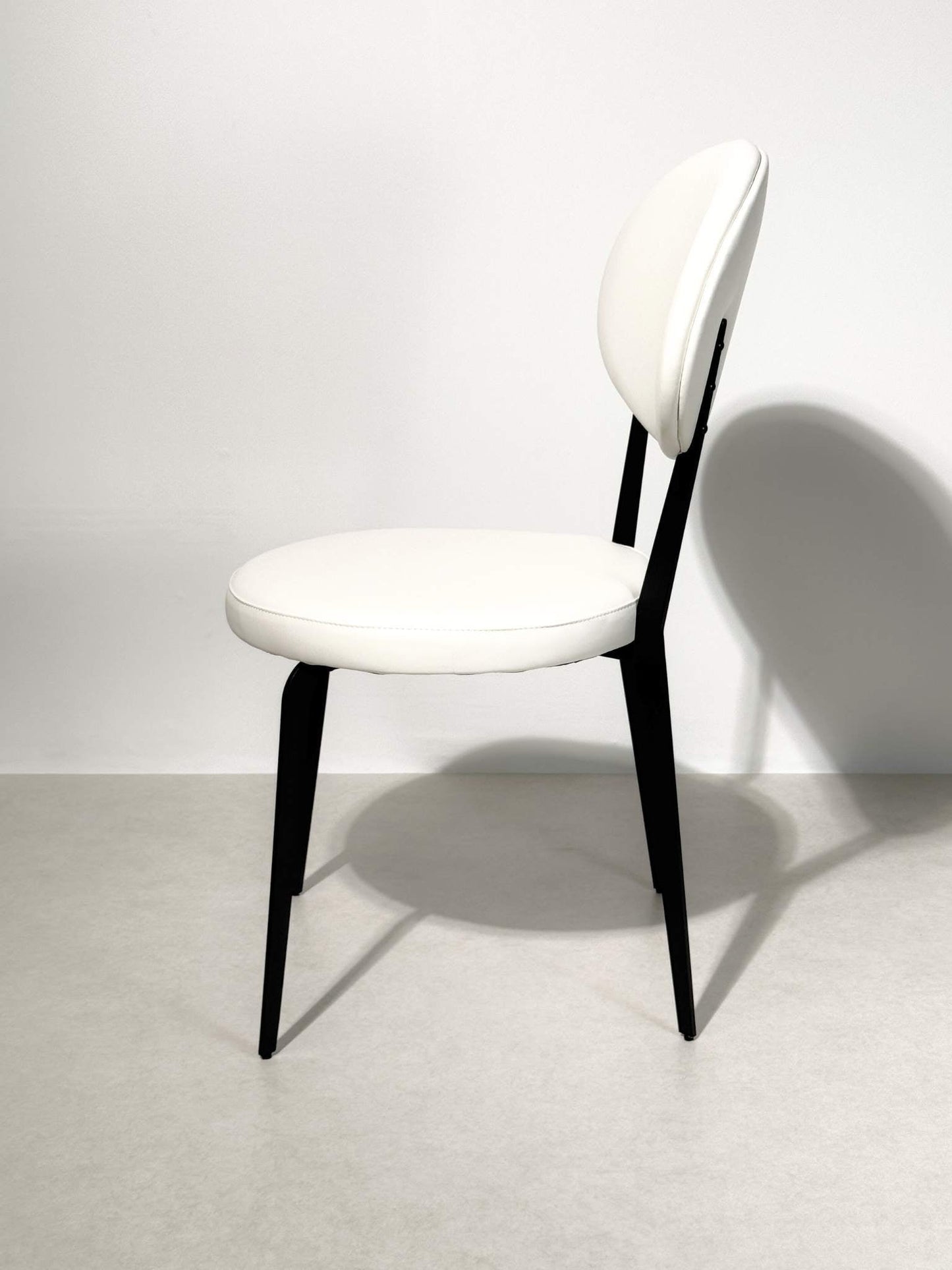 Minimalist Off - White Faux Leather Dining Chair – Sleek Black Metal Frame - SHAGHAF HOME