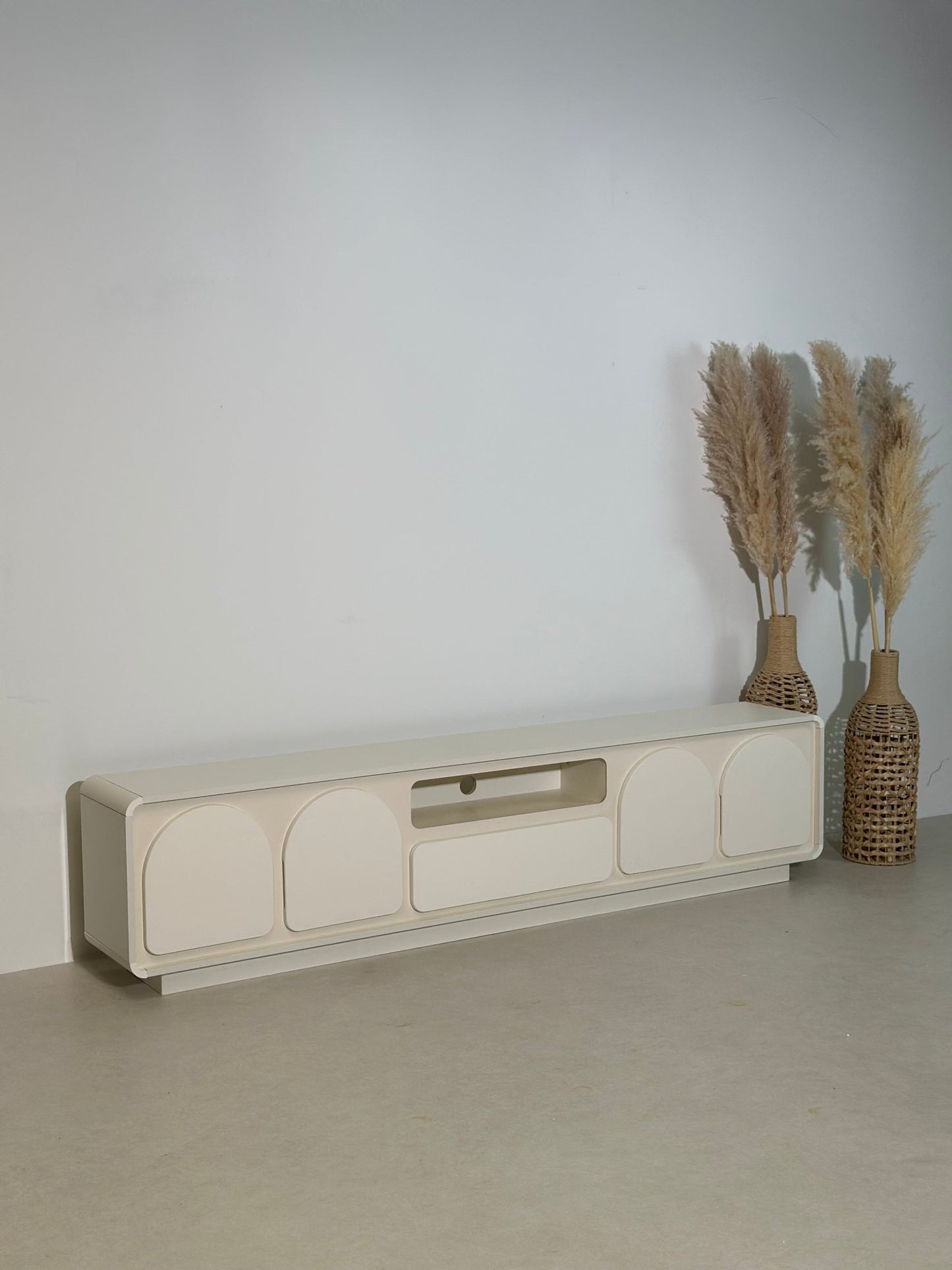 Minimalist Wooden TV Stand – Modern Media Console with Storage - SHAGHAF HOME