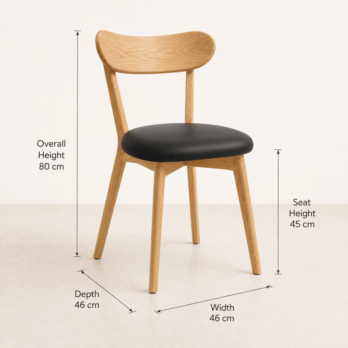 Mireva Solid Wood Dining Chair – Natural & Black - SHAGHAF HOME
