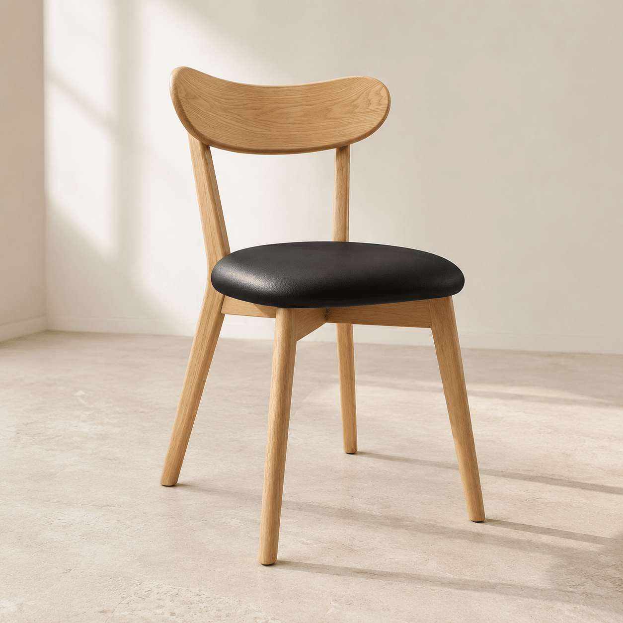Mireva Solid Wood Dining Chair – Natural & Black - SHAGHAF HOME
