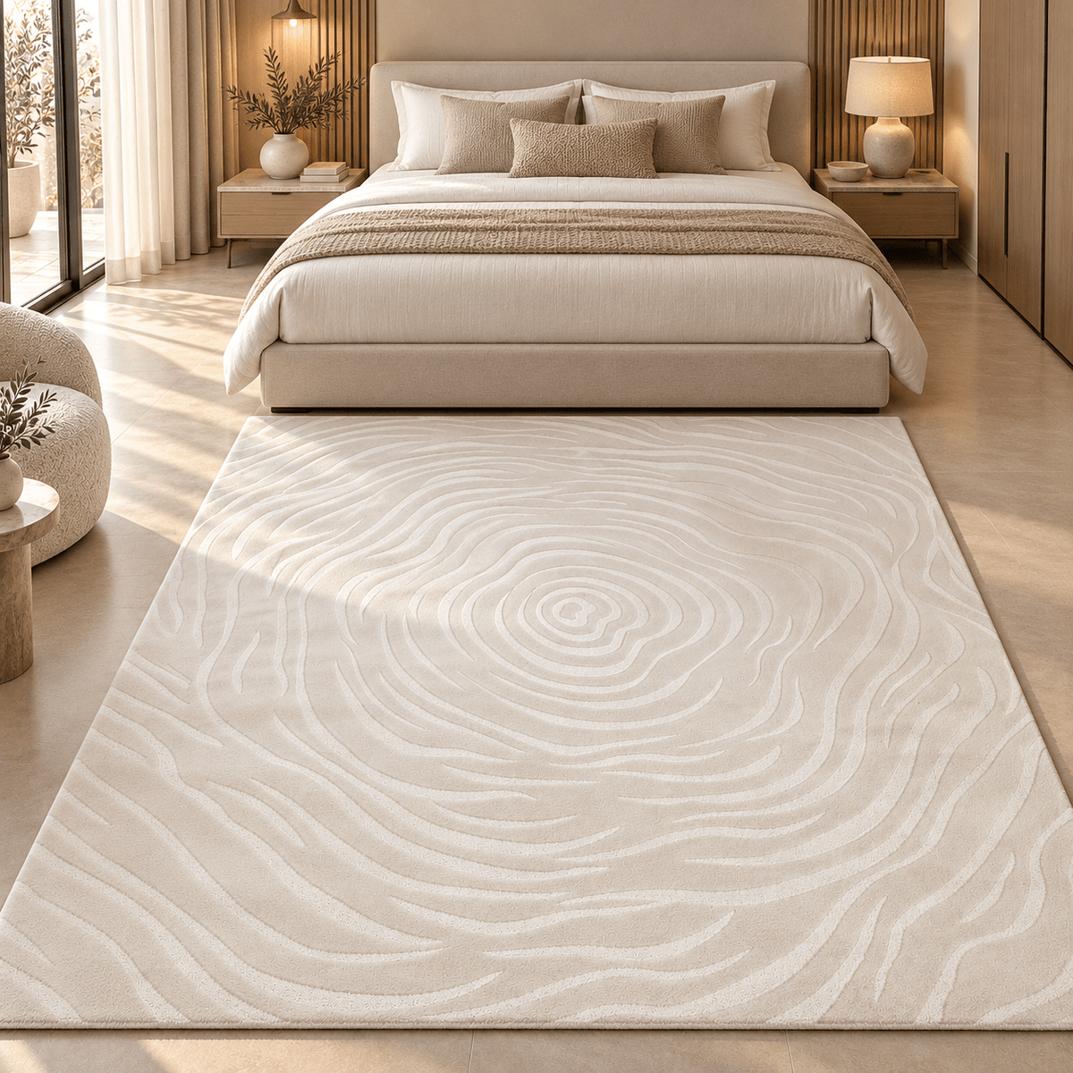 Modern 3D Contour Wave Carpet – Cream | 200 × 300 cm - SHAGHAF HOME