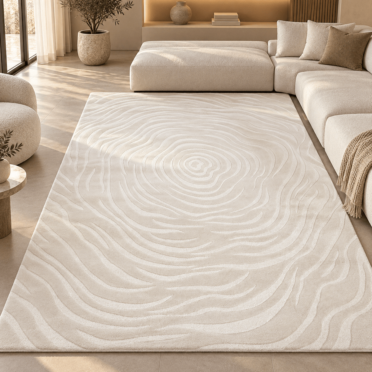 Modern 3D Contour Wave Carpet – Cream | 200 × 300 cm - SHAGHAF HOME